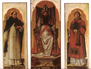 バルトロメオ・ヴィヴァリーニ Painting - 聖ドミニク・オーガスティンとローレンス・バルトロメオ・ヴィヴァリーニ